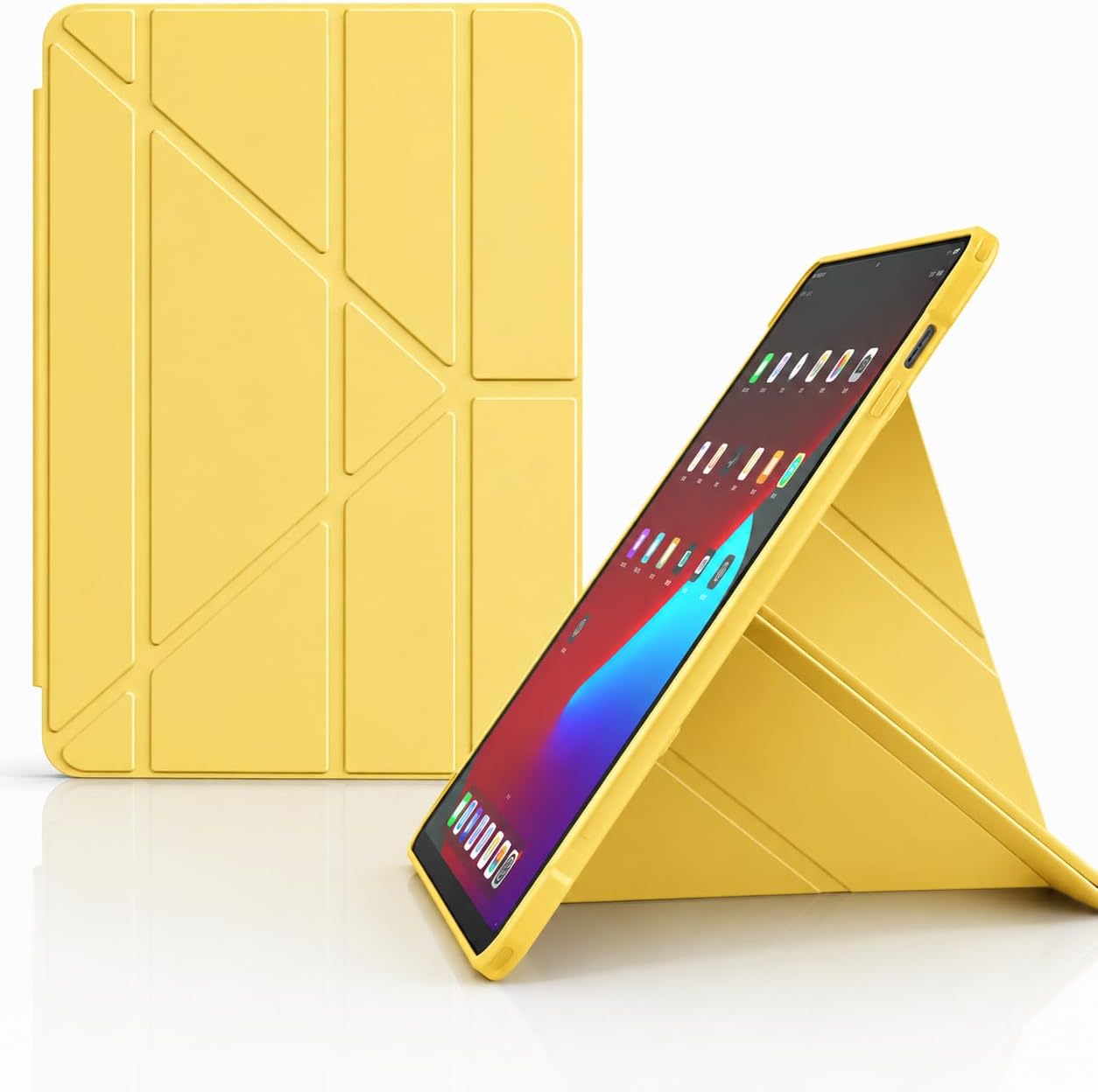 Galaxy Tab A9 Plus ile uyumlu Kılıf Kalem Koyma Bölmeli Stand Olan Uyku Modlu Suni Deri Yarı transparan Arka Yüzey Attravtive Smart Cover Sarı