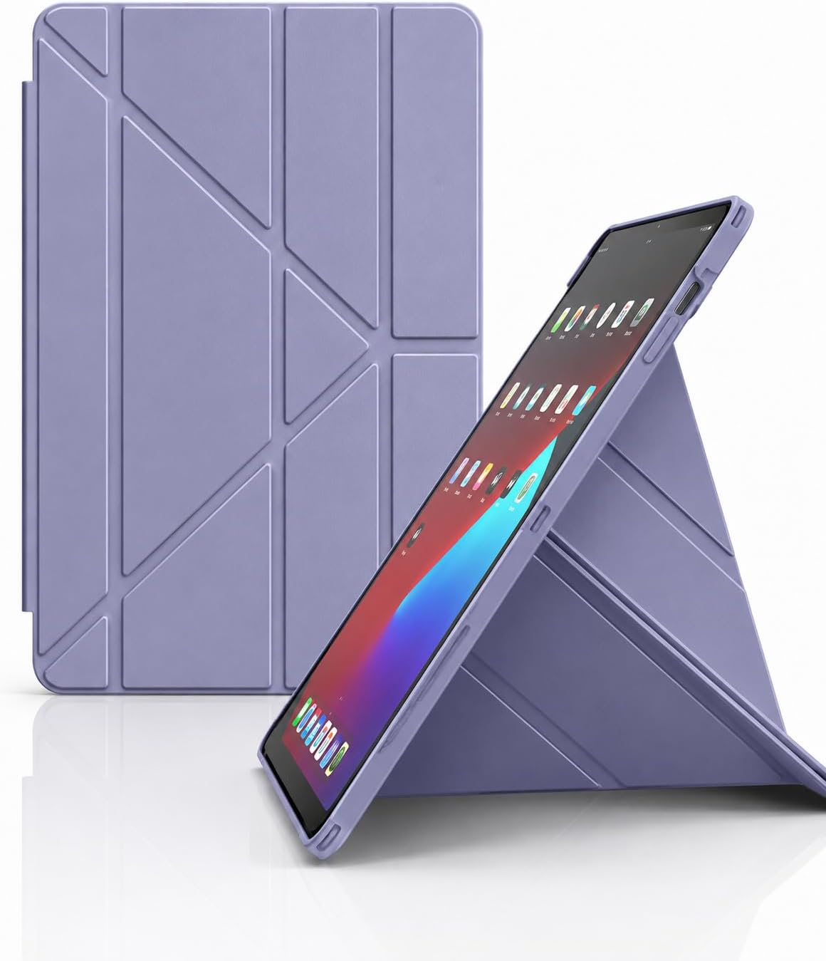 Redmi Pad Se 11 ile uyumlu Kılıfı Kalem Koyma Bölmeli, Standlı, Uyku Modlu, Şeffaf Arka Yüzeyli, Silikon ve Suni Deri Tasarımlı Ergonomik Akıllı Kılıf Lavanta