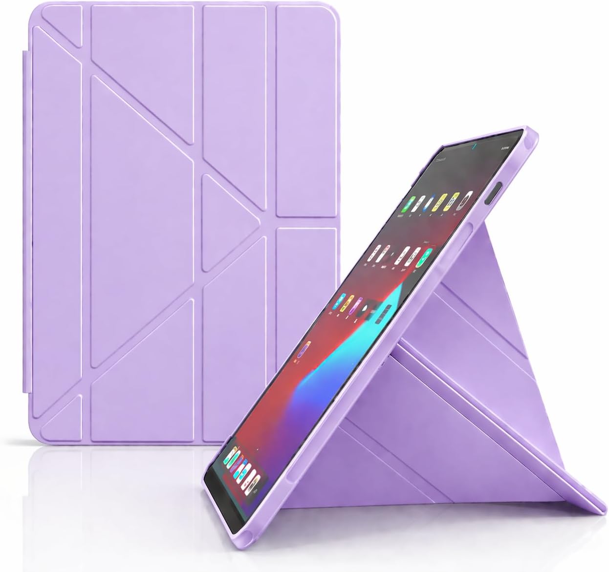 Galaxy Tab A11 Plus ile uyumlu Kılıf Kalem Koyma Bölmeli Stand Olan Uyku Modlu Suni Deri, Yarı transparan Silikon Arka Yüzey ergonomik yapılı, Attravtive Smart Cover Lila