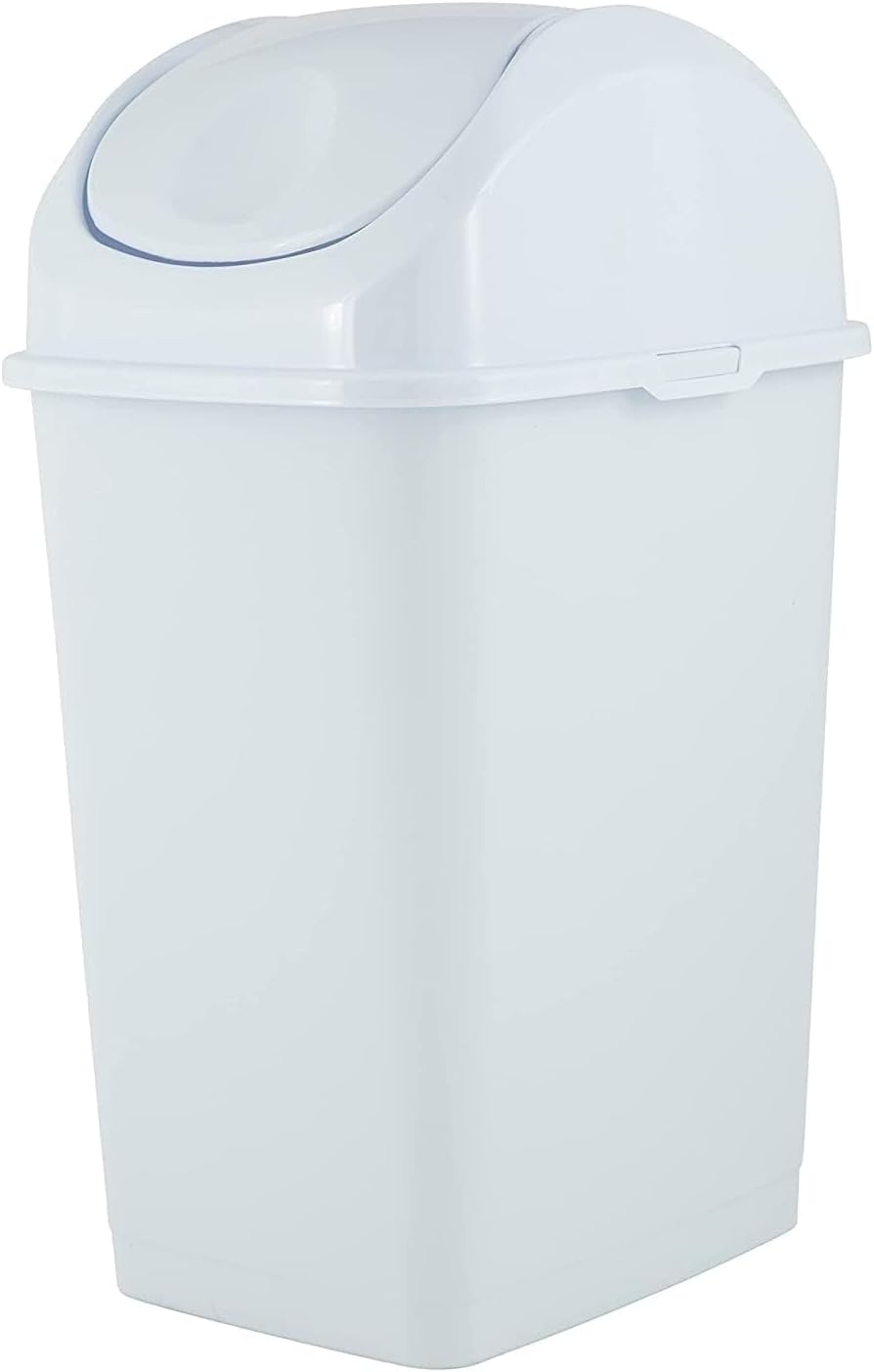 Mini Plastik Çöp Kovası, Salıncak Üst Kapaklı 1,25 Galon Kompakt Küçük Çöp Kovası Taşınabilir Çöp Kovası Tezgah, Masaüstü, Makyaj Vanity, Banyo, Araba, Lavabo Altı, Yurt için, 5 Litre (Beyaz)