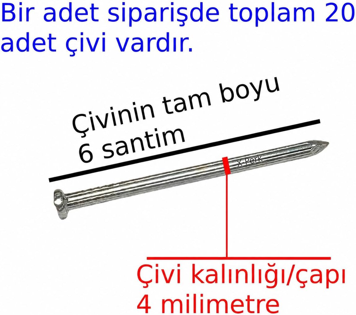 Beton Tuğla Ytong Çivisi Tablo Çerçeve Resim Asma Çivisi Boy 6 Santim Çapı 4 milimetre 20 adet set
