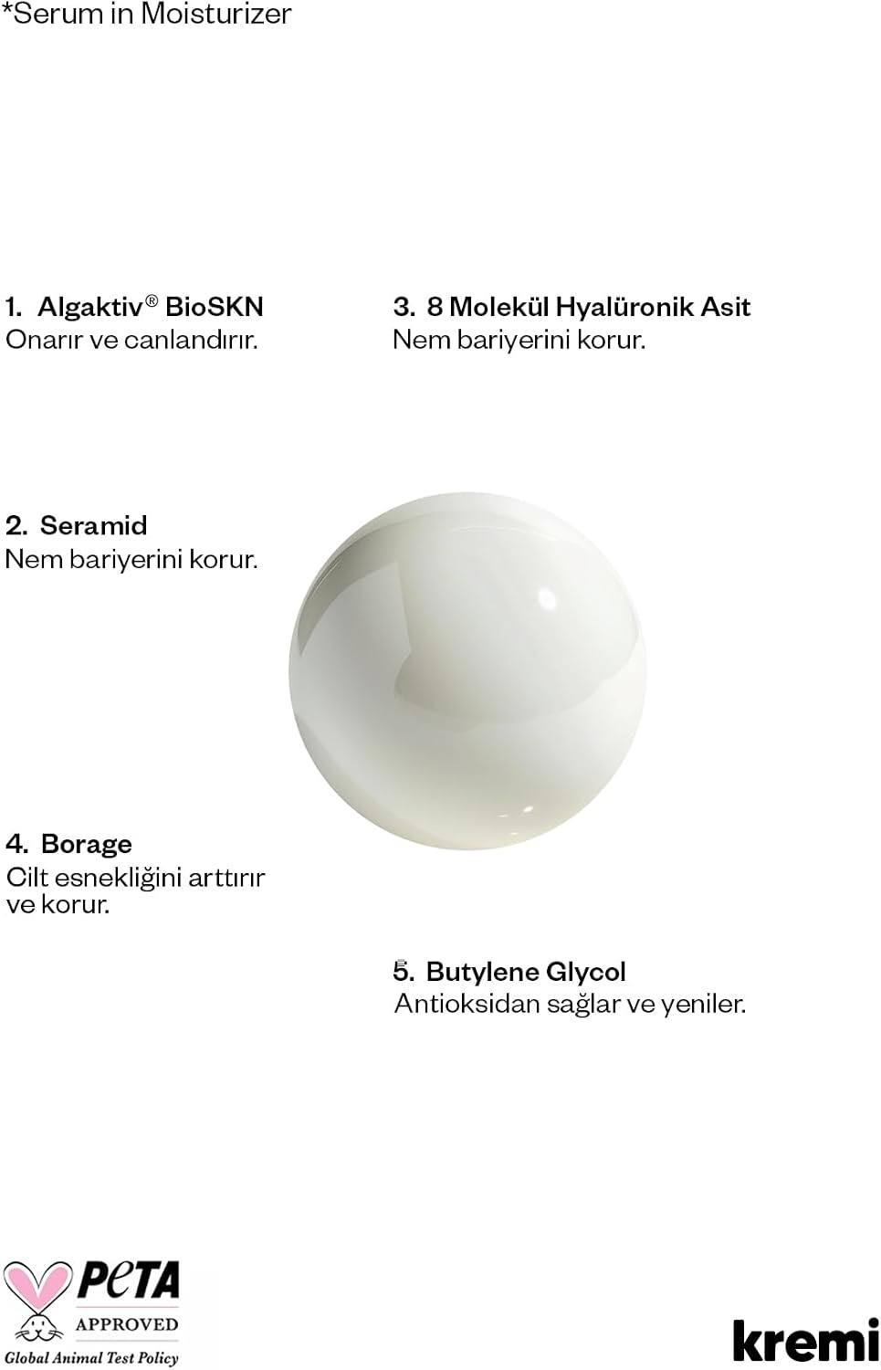 SERUM IN MOISTURIZER · Nemlendirici Yüz 50 ml · Yenileyici, Bariyer Güçlendirici · Seramid, 8D Hyaluronik Asit