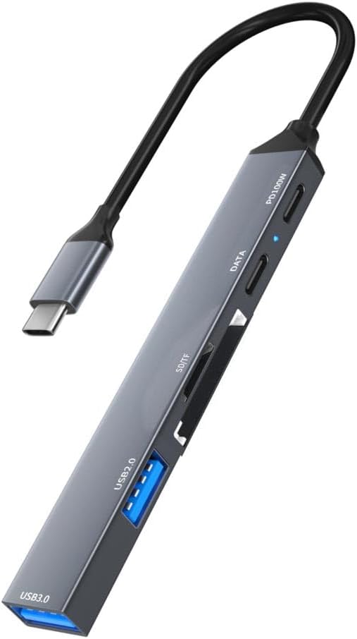 Apera NR24 6in1 Type-C HUB Dock USB 3.0 5Gbps Veri Aktarımı Kart Okuyucu 100W PD Cep Telefonu Şarj Aleti