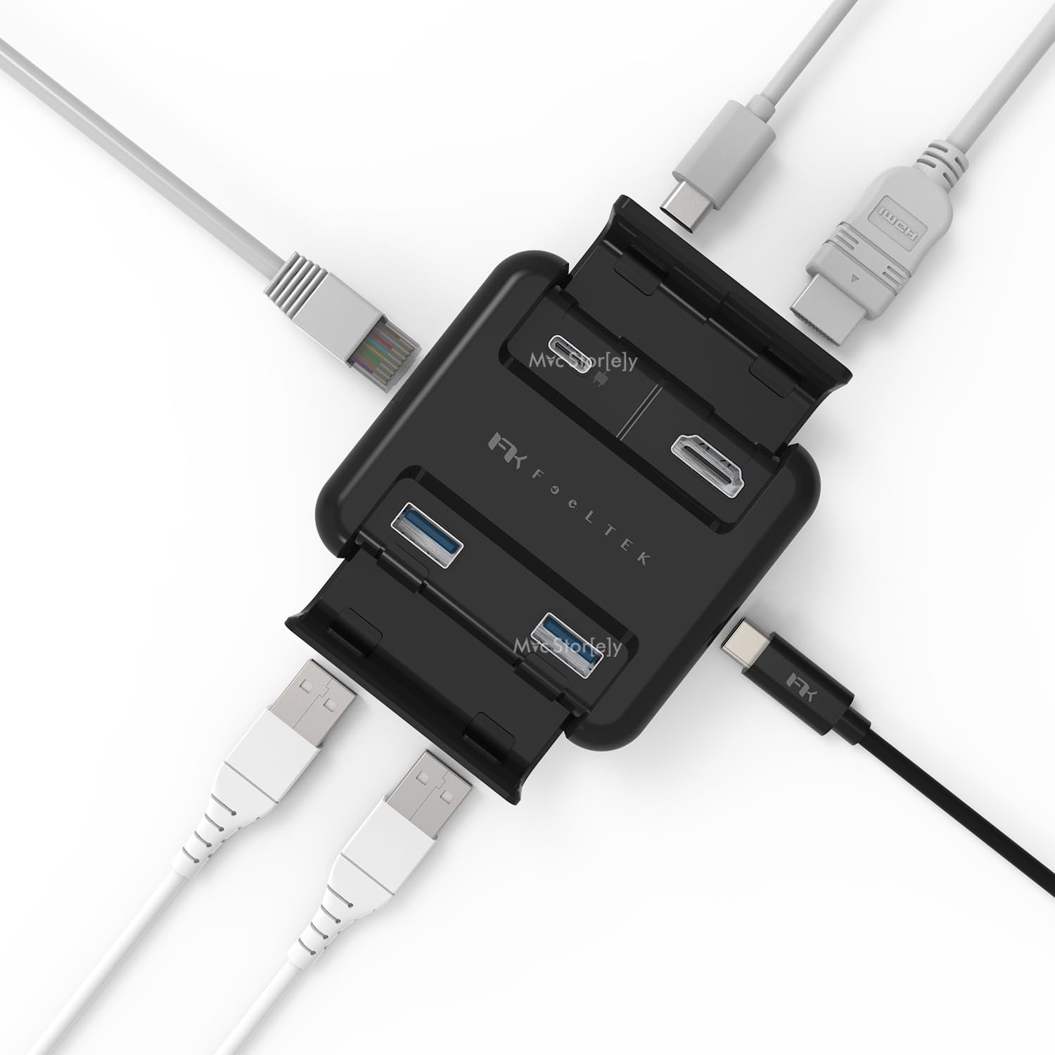 5-in-1 USB-C Hub ve Çoklayıcı | Ethernet, HDMI ve 60W PD | MacBook ve USB-C Laptoplar için Profesyonel Hub Siyah