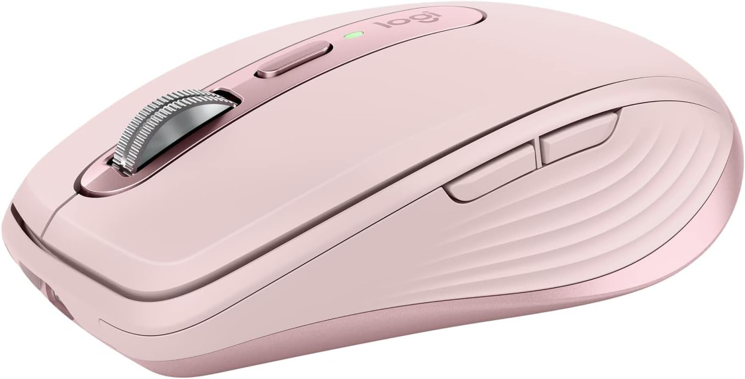 MX Anywhere 3S Sessiz Kompakt Kablosuz Mouse, 8.000 DPI Sensör ile Tüm Yüzeylerde Kullanım, MagSpeed Elektromanyetik Kaydırma Özelliği, USB C, Bluetooth, Windows PC, Linux, Chrome, Mac, Pembe
