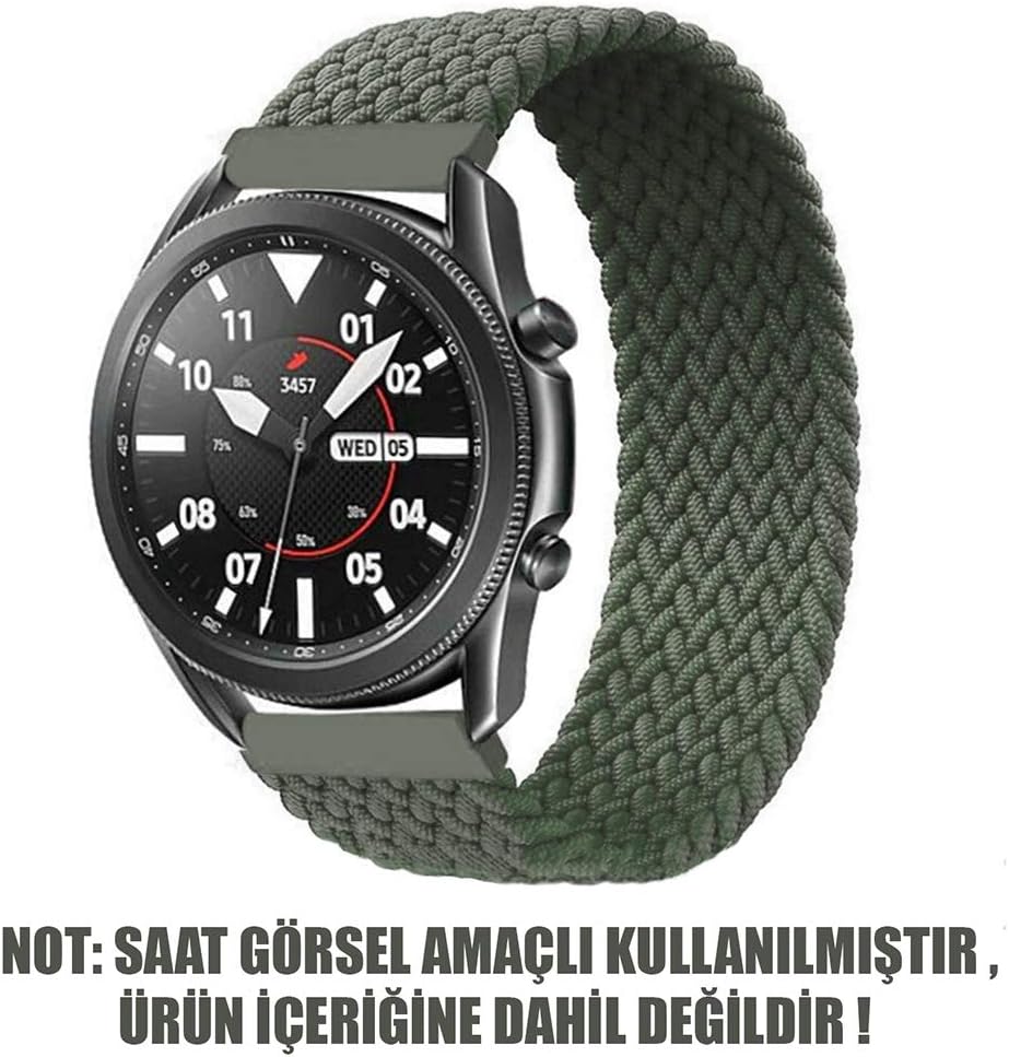 Huawei Watch GT2 Pro için Kordon, (Small Size, 135mm) Braided Solo Loop Band Koyu Yeşil [Watch GT2 Pro ile Uyumlu Kordon - Koyu Yeşil]