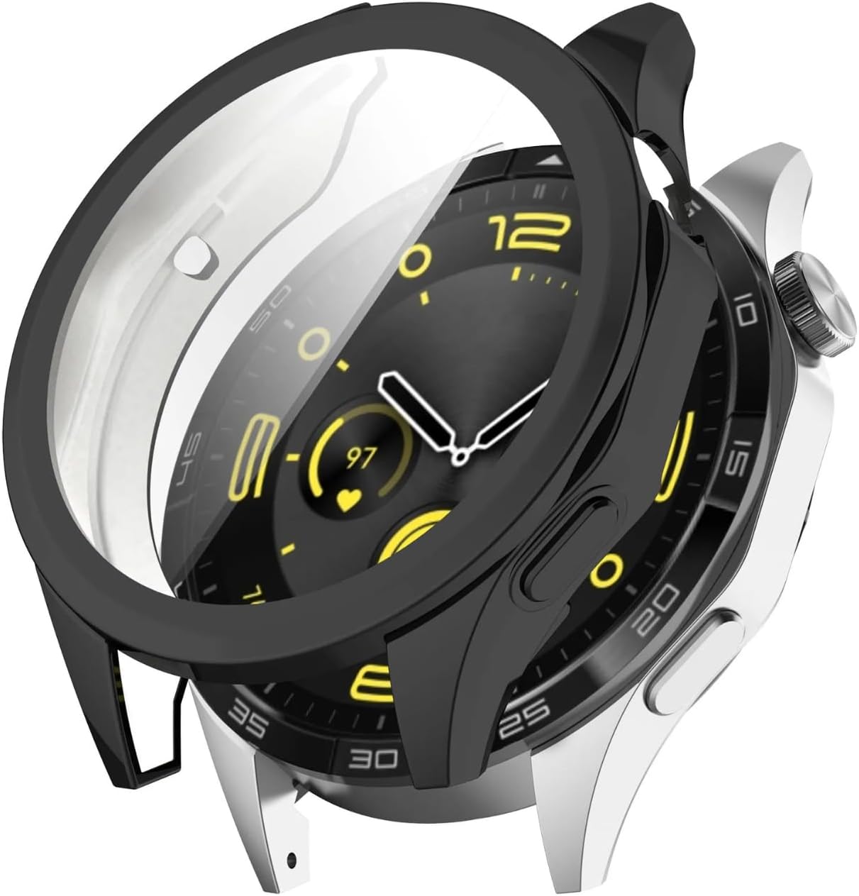 Huawei GT4 46mm ile Uyumlu Tam Kapatan Toz ve Kirden Koruyan GT4 46mm ile Uyumlu Akıllı Saat Ekran Koruması (Siyah)