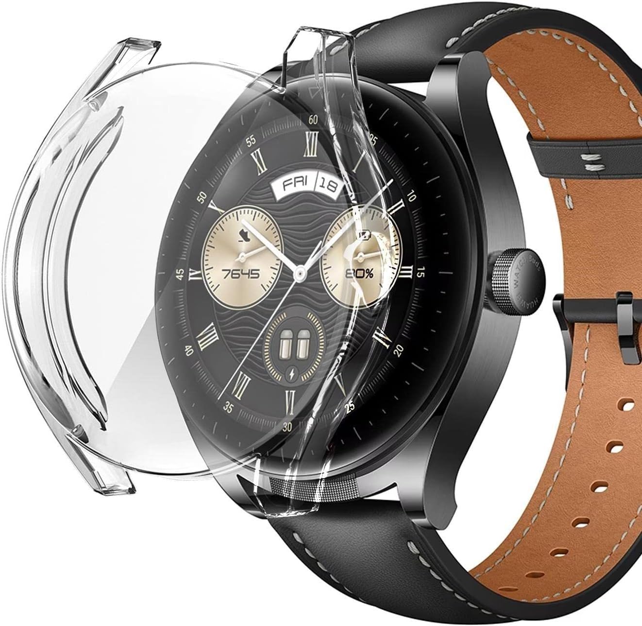 Huawei Watch Buds için Kılıf 360 Full Round Soft Silicone Şeffaf [Watch Buds ile Uyumlu Kılıf - Şeffaf]