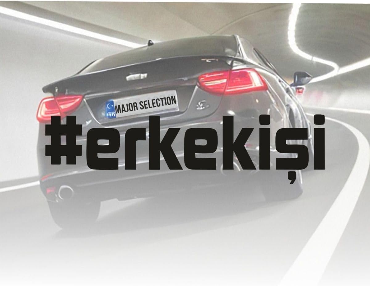 Erkek İşi Yazı Araba-Motosiklet Cam Etiket Sticker 20x5 cm