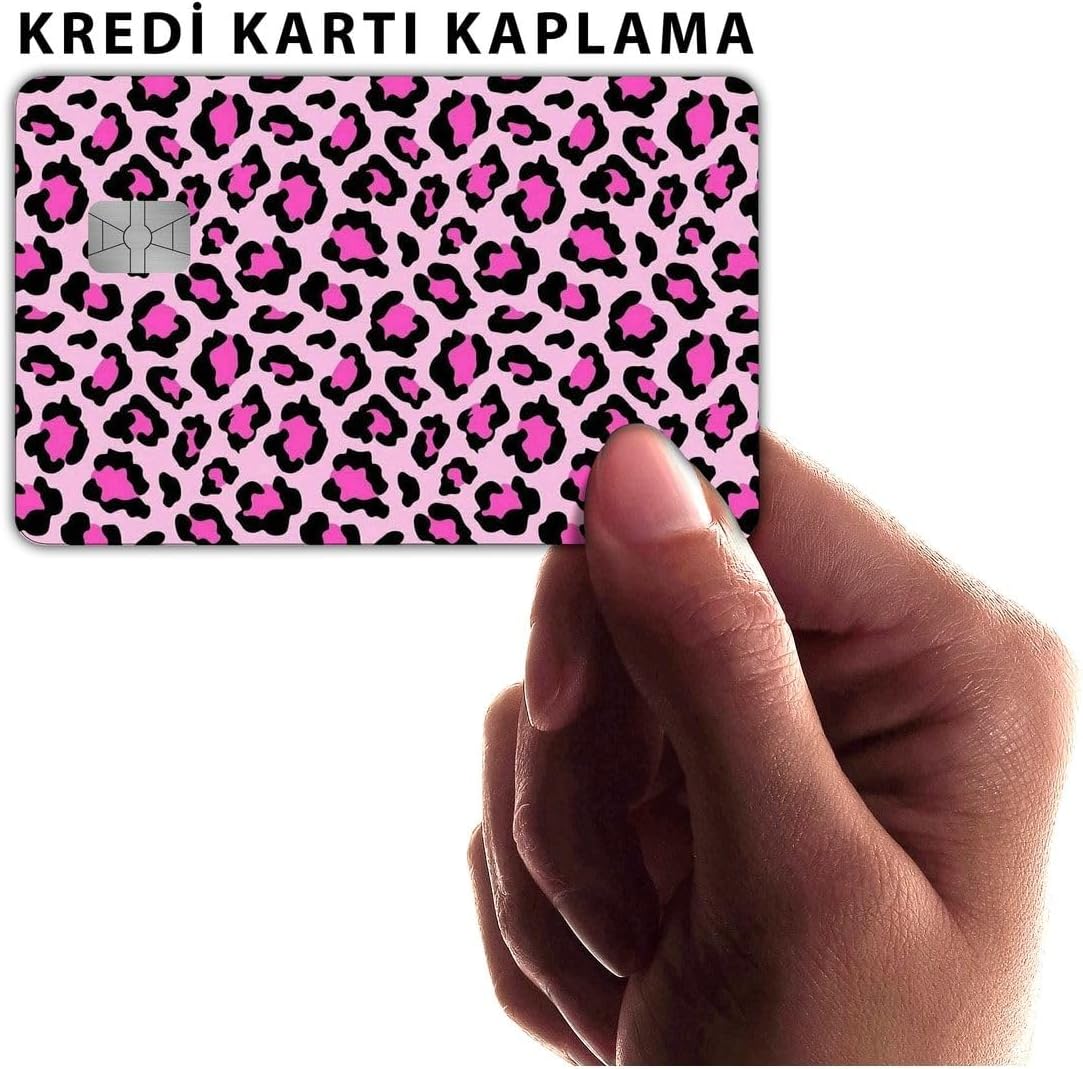 Pembe Leopar Kart Kaplama Sticker Kart Etiketi