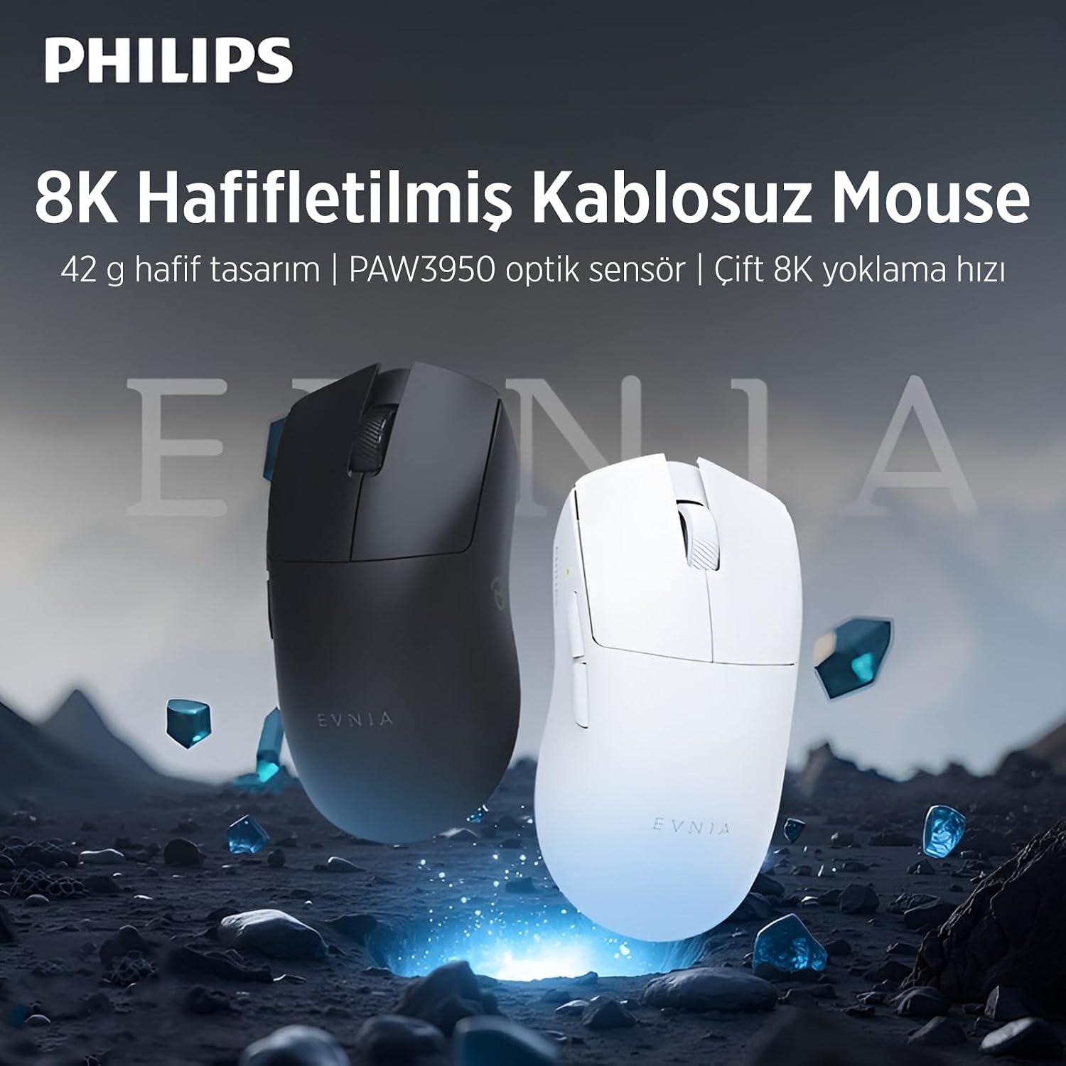 EVNIA Serisi SPK9718 Kablosuz Bluetooth Dual Mod 30000DPI 6 Tuşlu Optik Oyuncu Mouse Siyah