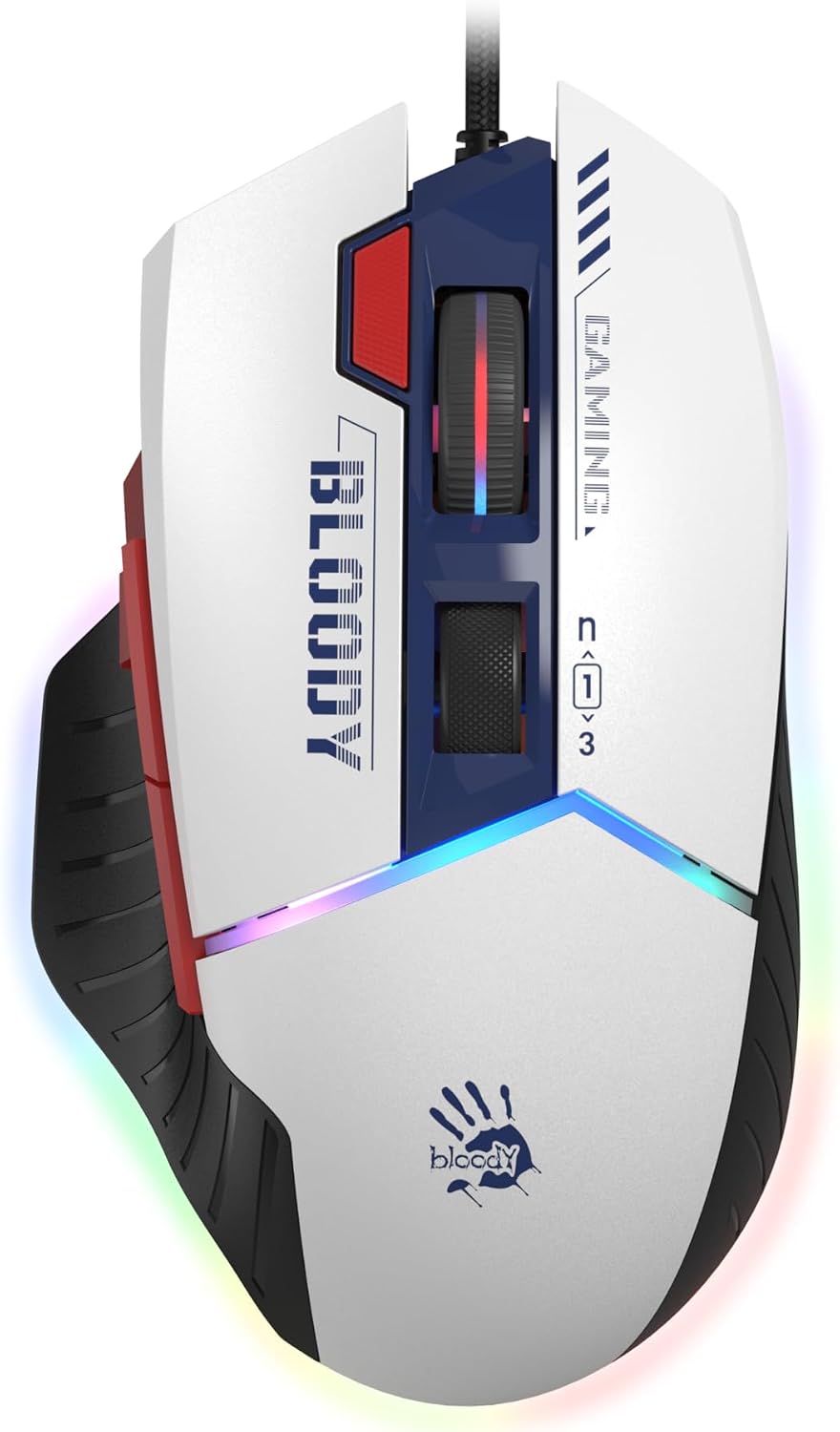 Bloody W95 Max 12.000 Cpi RGB Ultra-3 Optik Gamer (Oyuncu) Mouse | Sport Navy | 4M Dahili Bellek | Ekstra Ateş Desteği