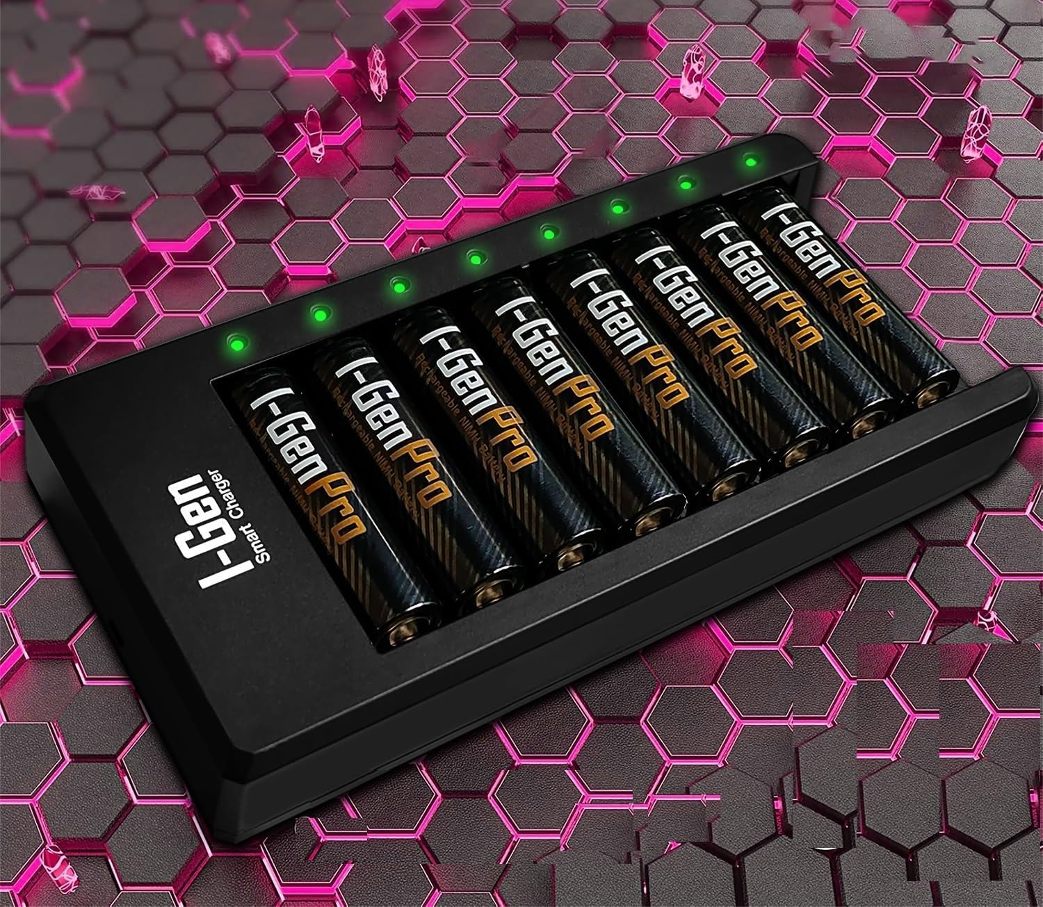 G811 8'li Pil Şarj Aleti + 8 Adet AAA Pro 1100 mAh Şarj Edilebilir İnce Şarjlı Kalem Pilli Set 1.2V Ni-MH