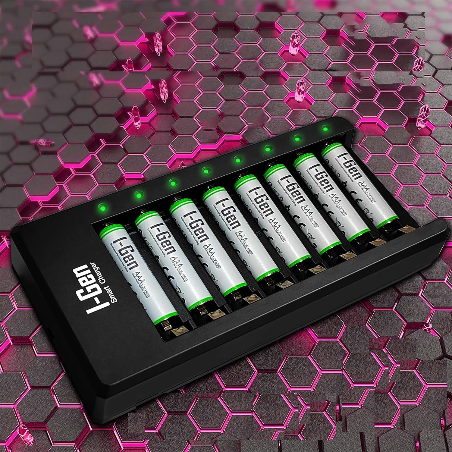 G890 8'li Pil Şarj Aleti + 8 Adet AAA 900 mAh Şarj Edilebilir AAA İnce Şarjlı Kalem Pilli Set 1.2V Ni-MH