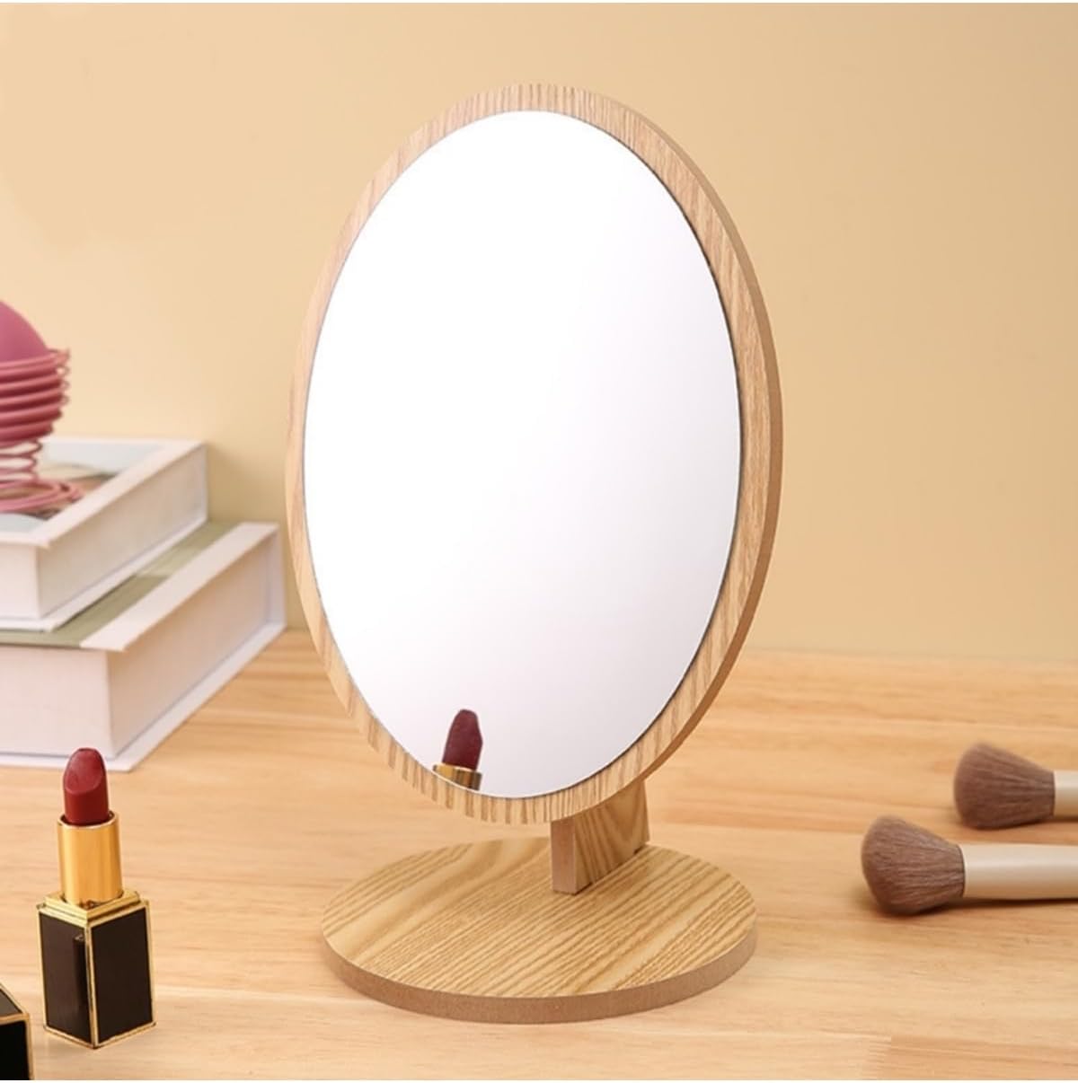 Yeni Model 9 -Ahşap Tasarım Masaüstü Oda Dekorasyon Makyaj Oval Ayna