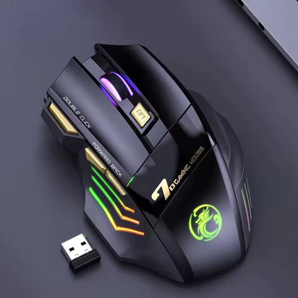 Kablosuz Oyuncu Mouse – 3200 DPI Ayarlanabilir Hassasiyet, RGB 7 Renk LED Aydınlatma, Şarjlı, Ergonomik Tasarım, 2.4GHz Wireless Gaming Mouse | GW-X7