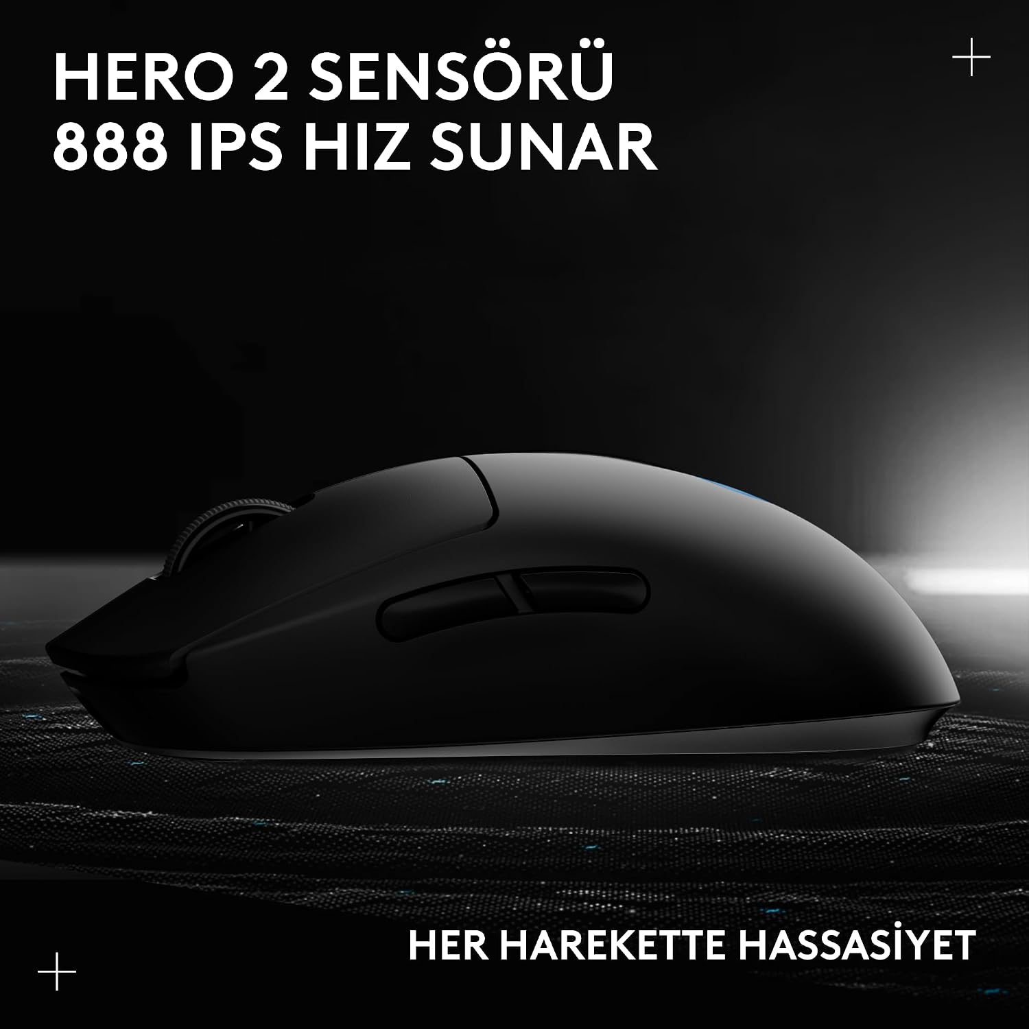 PRO 2 LIGHTSPEED Kablosuz Oyun Mouse'u, HERO 2 32K DPI Sensör, 500+ IPS, USB-C Şarj, 4 Özelleştirilebilir Tuş, Sağ ve Sol Elle Kullanıma Uygun, PC/Mac için, Siyah