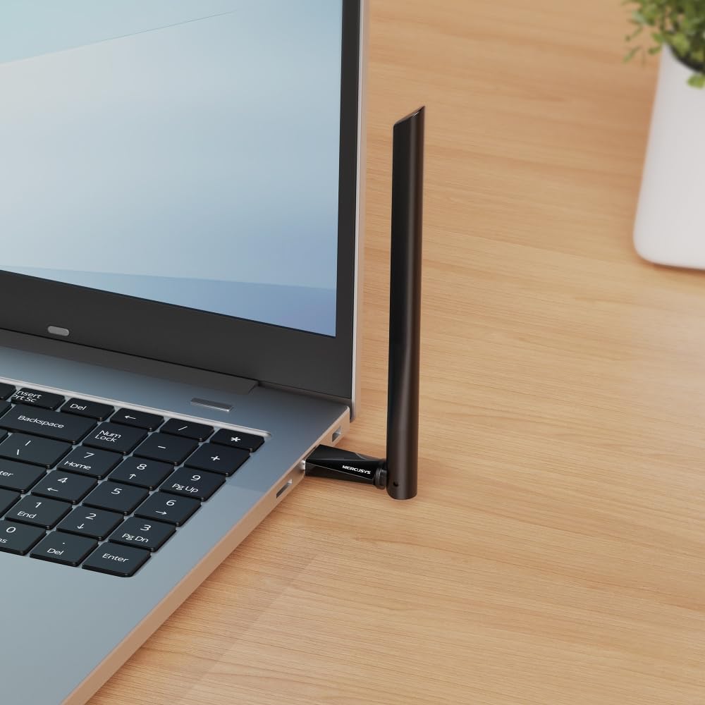 MA14H | AX300 Wi-Fi 6 Kablosuz USB Adaptör | Yüksek Kazançlı Anten | Dahili Sürücü Tak Çalıştır | Windows ve Linux Uyumlu | Güçlü Sinyal Alıcı | Masaüstü ve Laptop Wi-Fi Alıcı