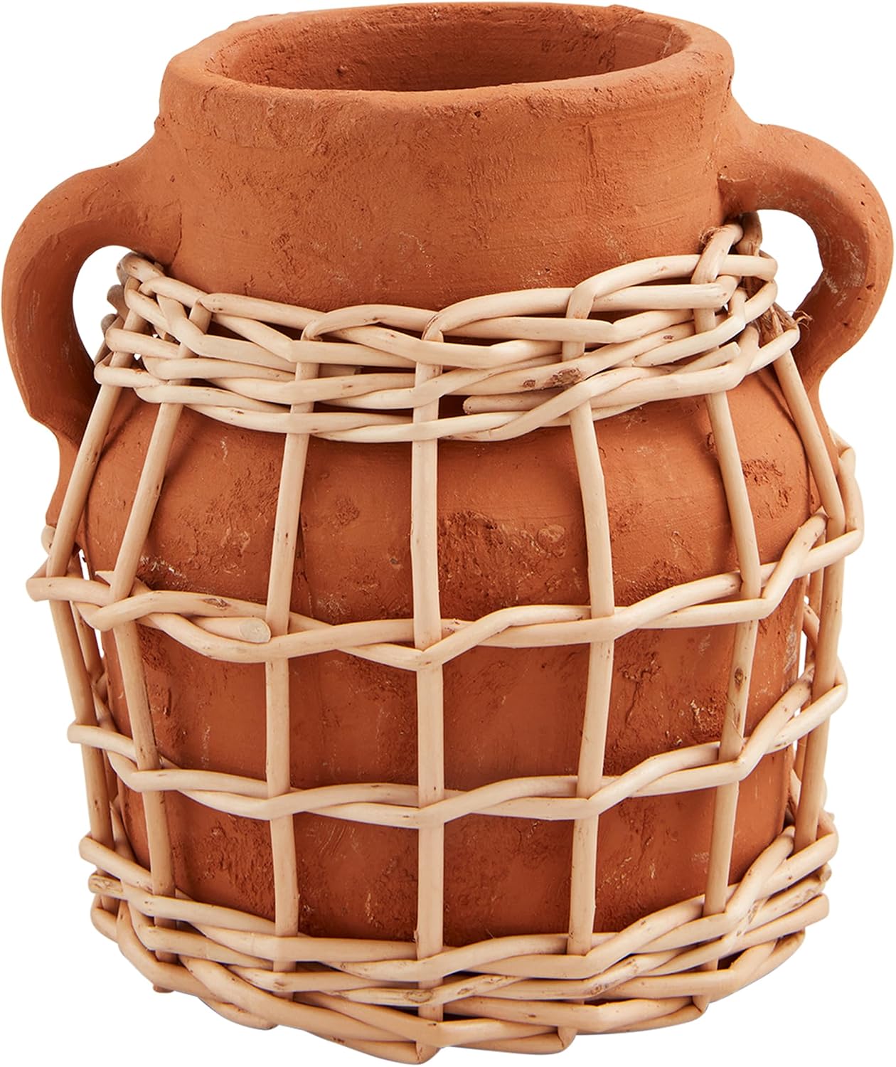 Küçük Terracotta Rattan Vazo; 5 1/2 "x 4 3/4" Çap