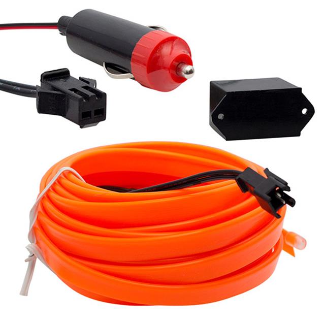 PM-18224 5 Metre 12 Volt Çakmak Fişli Oranj Turuncu Araç İçi Neon İp Aydınlatma