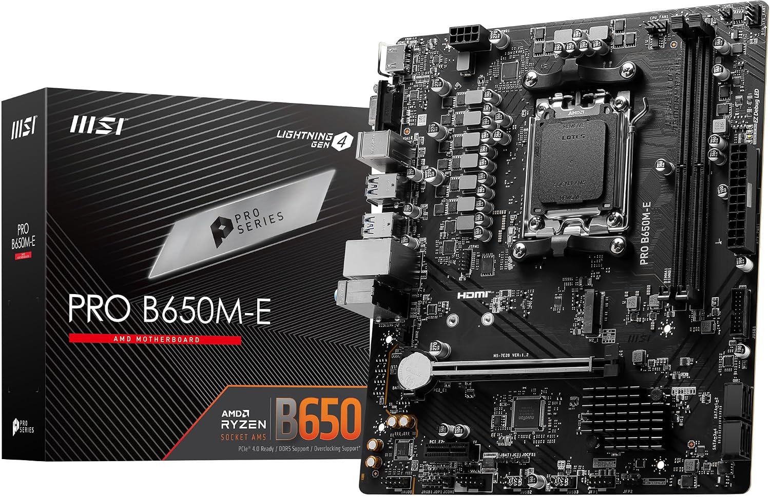 MB PRO B650M-E AM5 DDR5 6800MHZ(OC) HDMI VGA M.2 USB3.2 2.5G LAN mATX