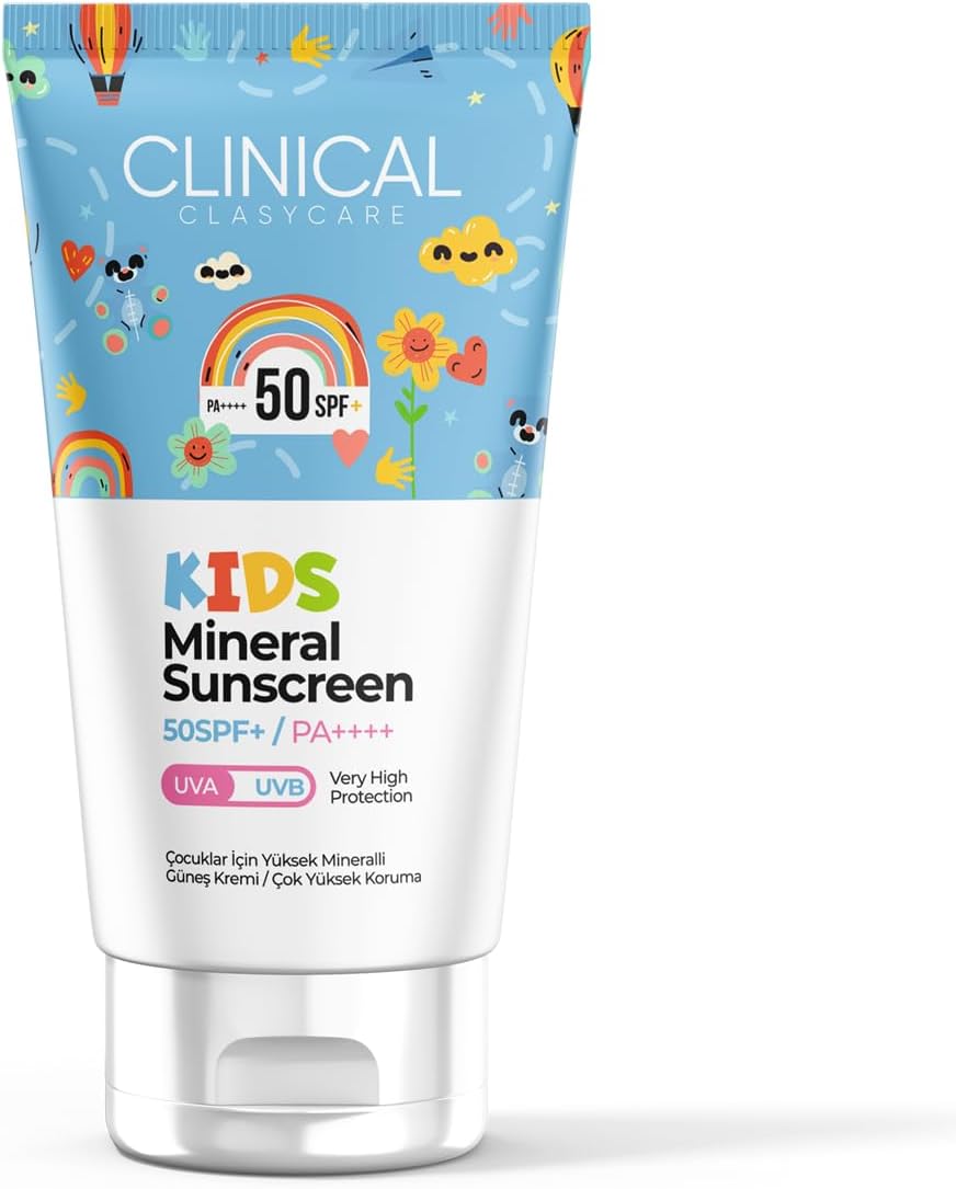 Çocuk Mineral Güneş Kremi -Bebek ve Çocuk Güneş Losyonu | Geniş Spektrum UVA/UVB Koruması | Mercan Dostu, Hipoalerjenik, Seyahat Boy Hassas Cilt Güneş Kremi (SPF 50+ PA++++)