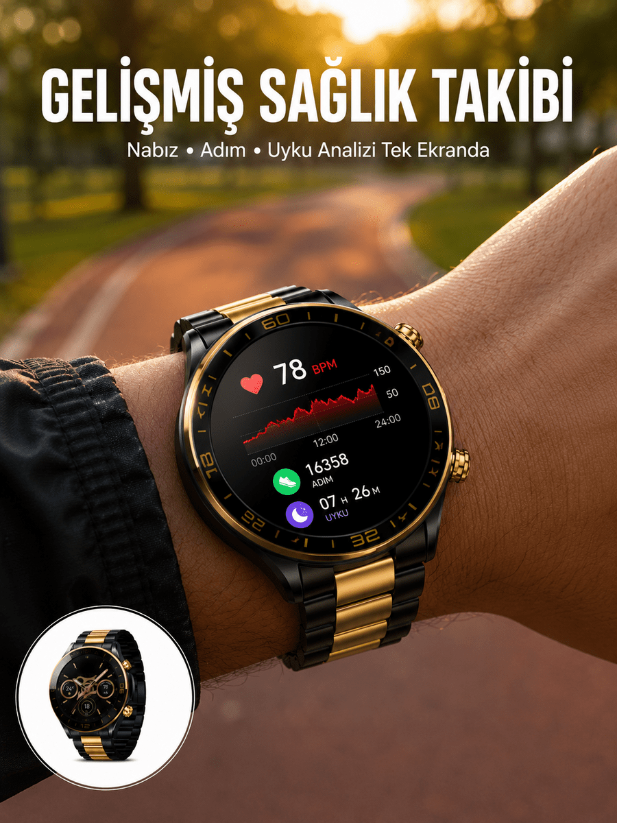 3 Bileklikli Amoled Akıllı Saat Bluetooth Çağrı ve Sağlık Takipli Yeni Nesil