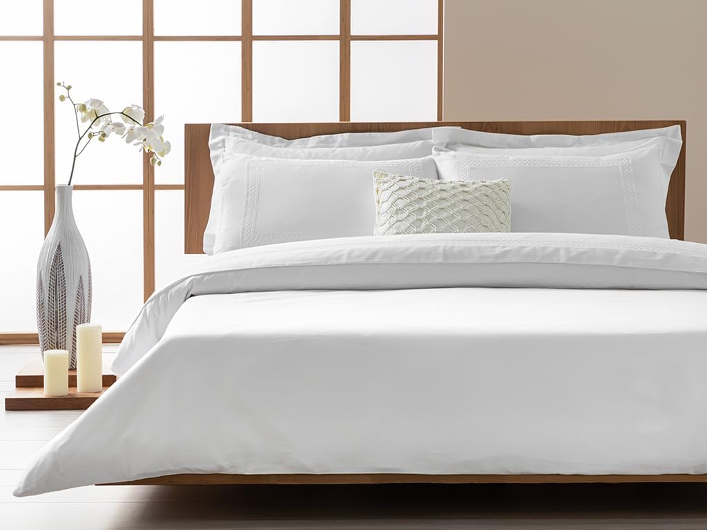 Modello Pamuk Saten Nakışlı King Size NEVRESIM TAKIMI 240x260 cm Beyaz