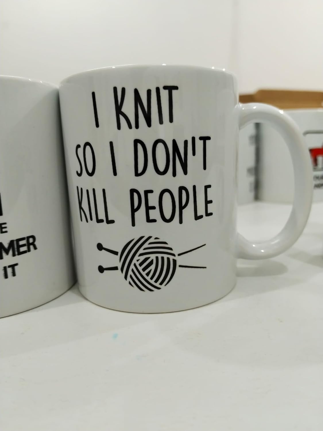 I Knit So I Don't Kill People Kupa - Örgü Tutkunları Komik Seramik Bardak Hediyesi 325ml