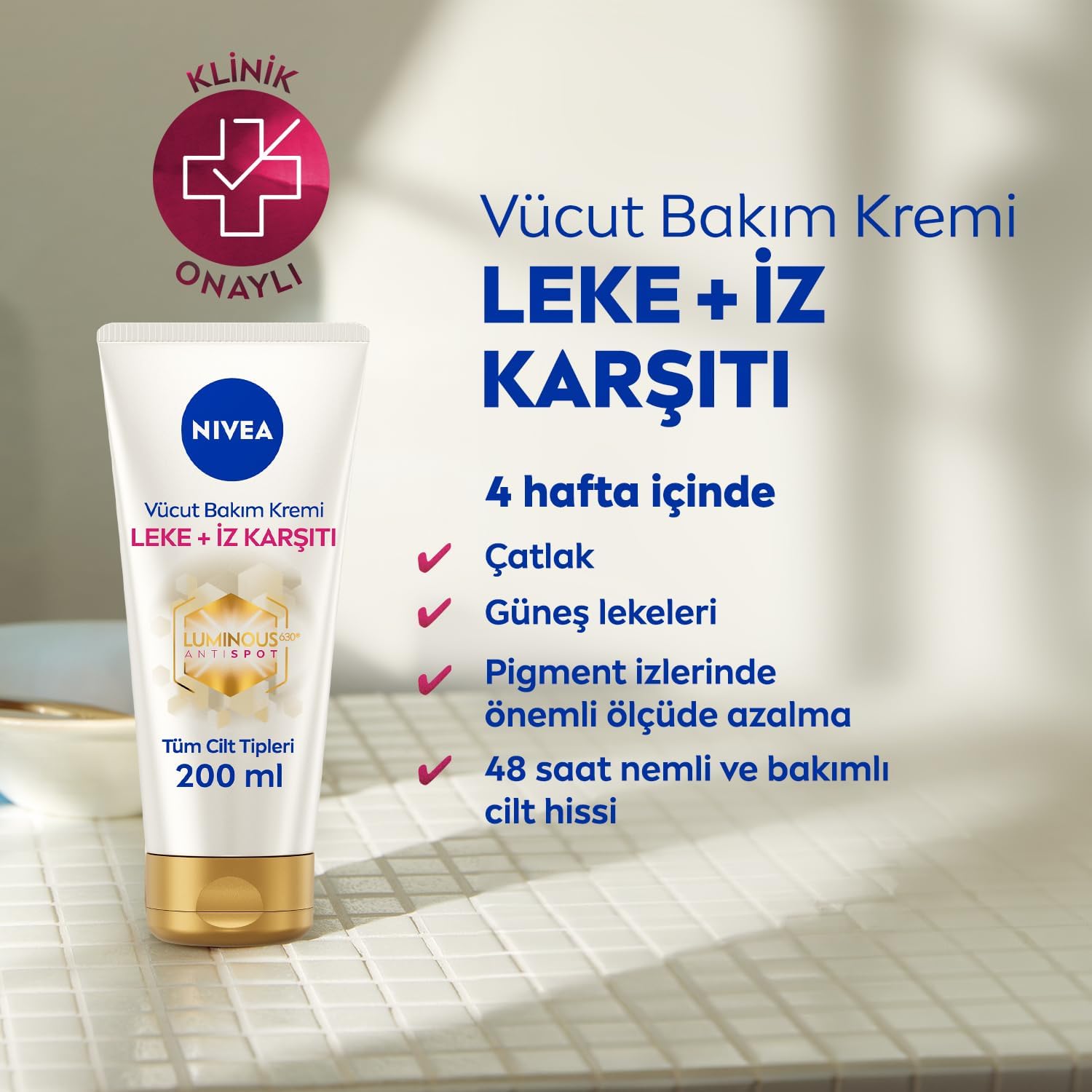 Luminous630 Leke ve İz Karşıtı Vücut Bakım Kremi 200ml, Çatlak ve Güneş Lekesi İyileştirici, 48 Saat Nemlendirici