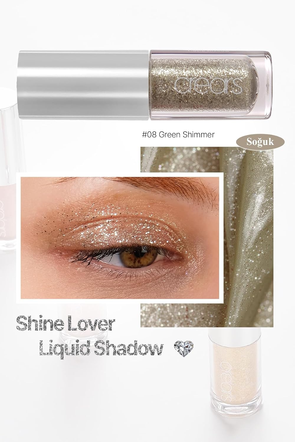 Yoğun Işıltılı, Prizmatik Yapılı Likit Far Shine Lover Liquid Shadow 08 Green Shimmer