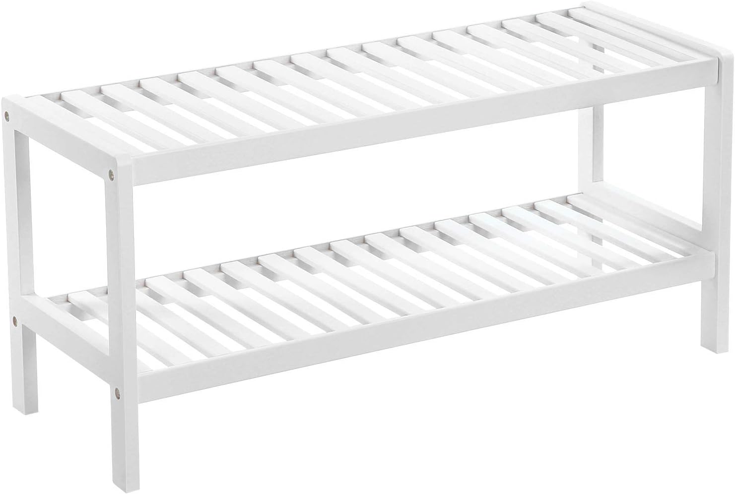 bambudan yapılmış ayakkabı rafı, 2 seviyeli ayakkabı rafı, ayakkabı düzenleyici, ayakkabı rafı, bitkiler, kitaplar, oturma odası, koridor, yatak odası, banyo, 70 x 26 x 33 cm, beyaz LBS02WT