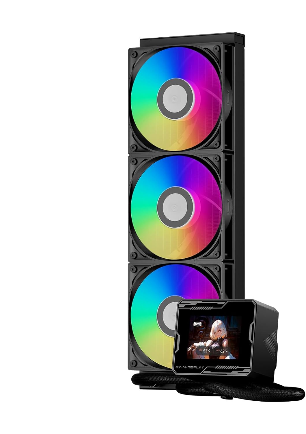 CPS GT360M ARGB Display BK 360mm AIO Sıvı CPU Soğutucu, 2.8” IPS Ekran, 300W TDP, 3x120mm ARGB PWM Fan, Intel LGA1700/1851 & AMD AM5/AM4 Uyumlu