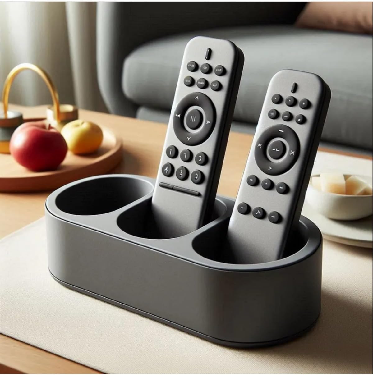 Dekoratif 3 Gözlü Şık Kumandalık 25Cmx12 Cm Masaüstü Organizer, Siyah, Tek Ebat