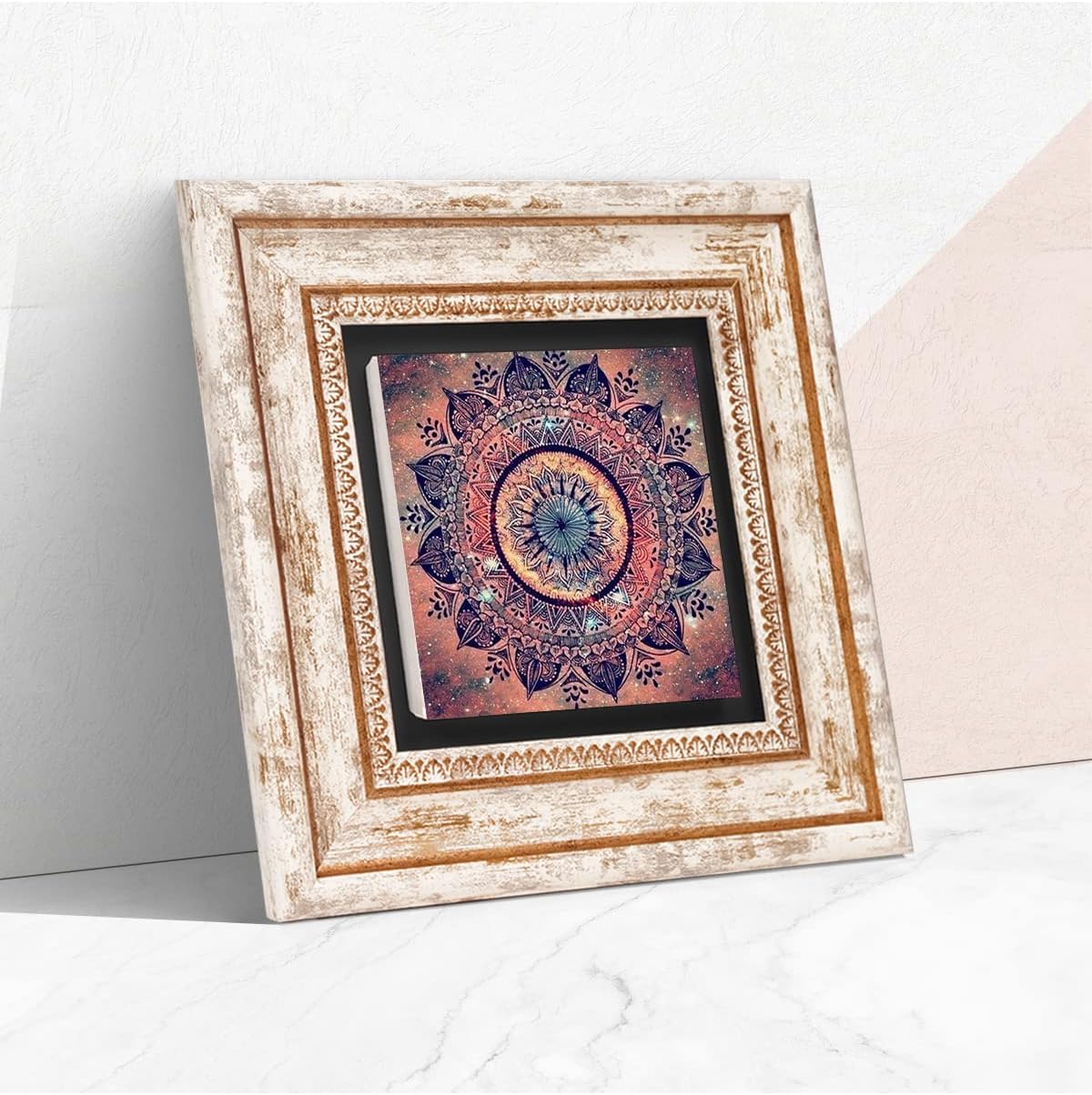 Mandala Taş Duvar Tablosu - Çerçeveli Taş Tablo - Dekoratif Duvar Sanatı - Modern Ev ve Ofis Duvar Dekoru T1-226