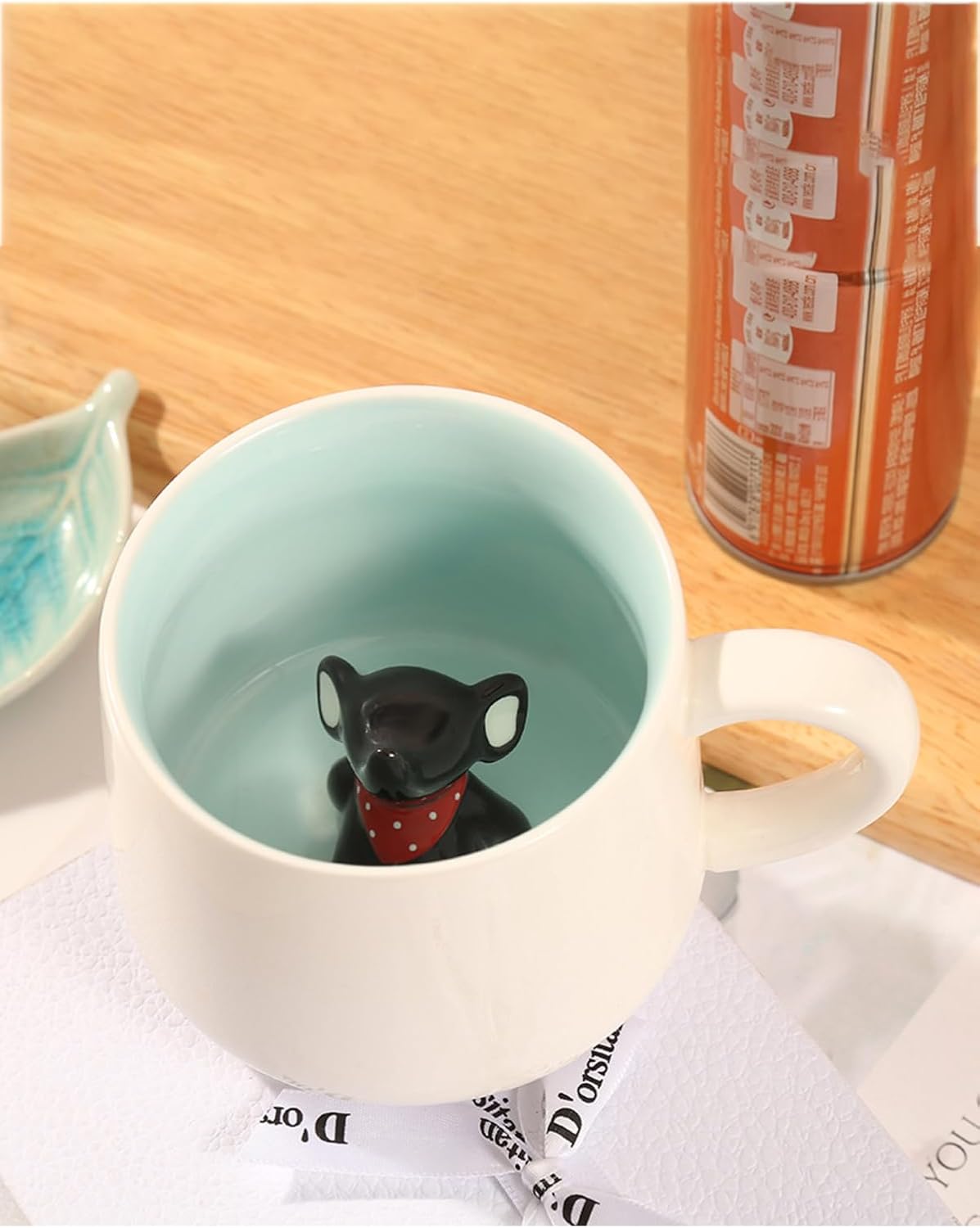Mukko Home 3D Porselen Kupa – Sevimli Yavru Fil Figürlü, 350 Ml, Eğlenceli Ve Şık Tasarım,Mavi Siyah
