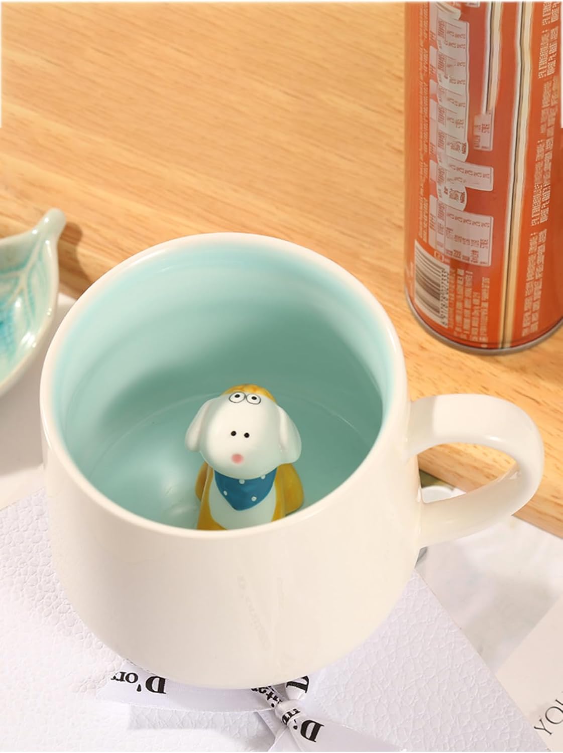 Mukko Home 3D Sevimli Koyun Figürlü Porselen Sürpriz Kupa - 350 Ml, Şık Ve Eğlenceli Tasarım,Mavi