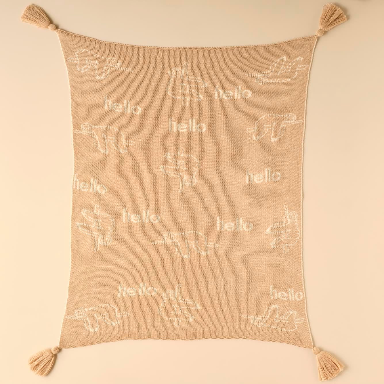 Sloth Hayvan Baskılı%100 Akrilik Battaniye, Bej, 100x120 cm