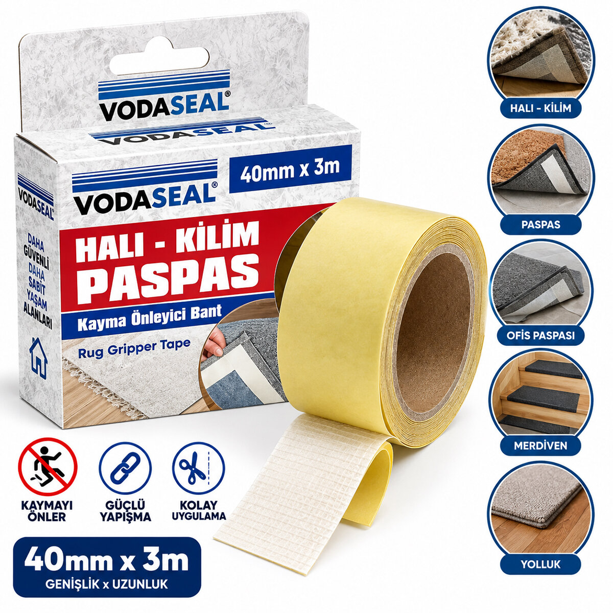 HALI - KİLİM - PASPAS KAYDIRMAZ BANT 40MMX3M