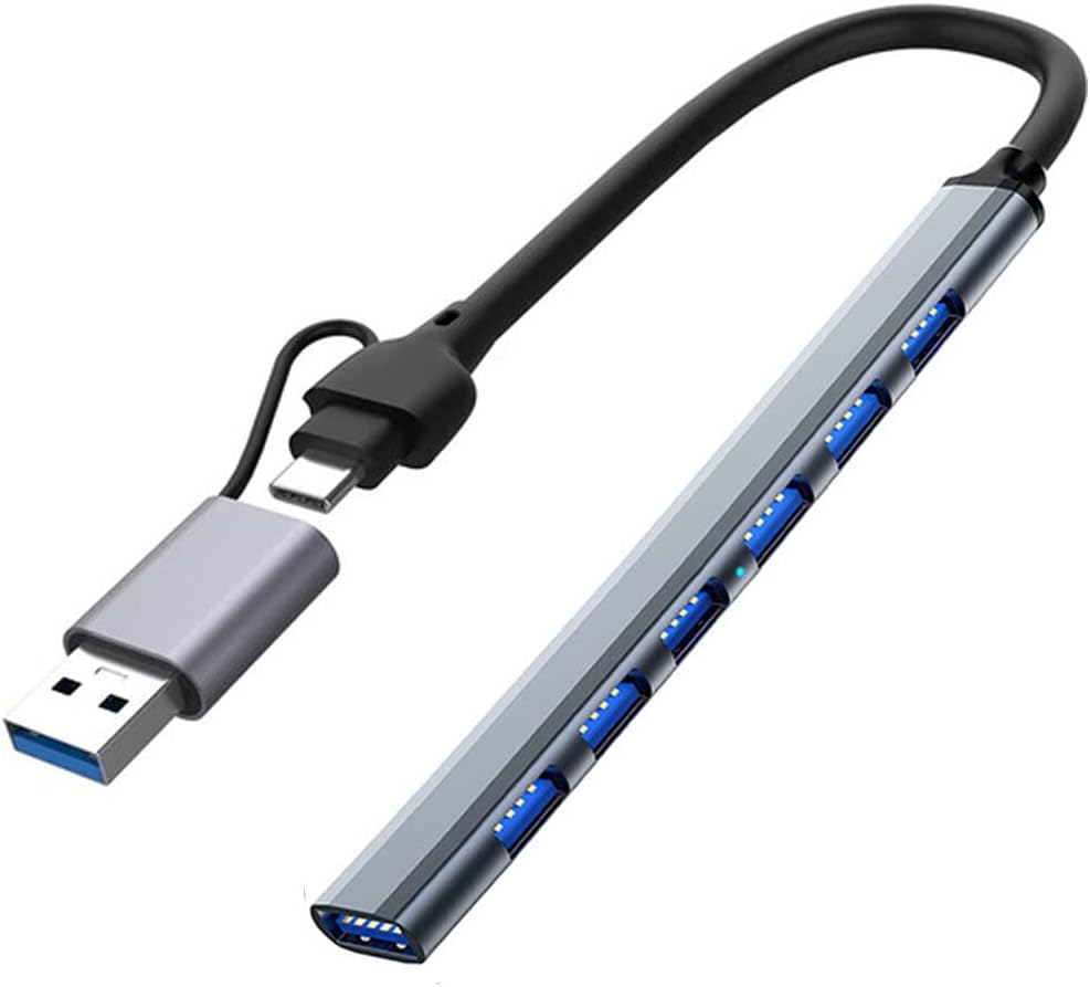 Type-C USB 3.0 7 Portlu Hub Otg Çoğaltıcı Pc Telefon Bilgisayar Uyumlu Veri Aktarımı Mouse Klavye Bağlantısı ADS303D