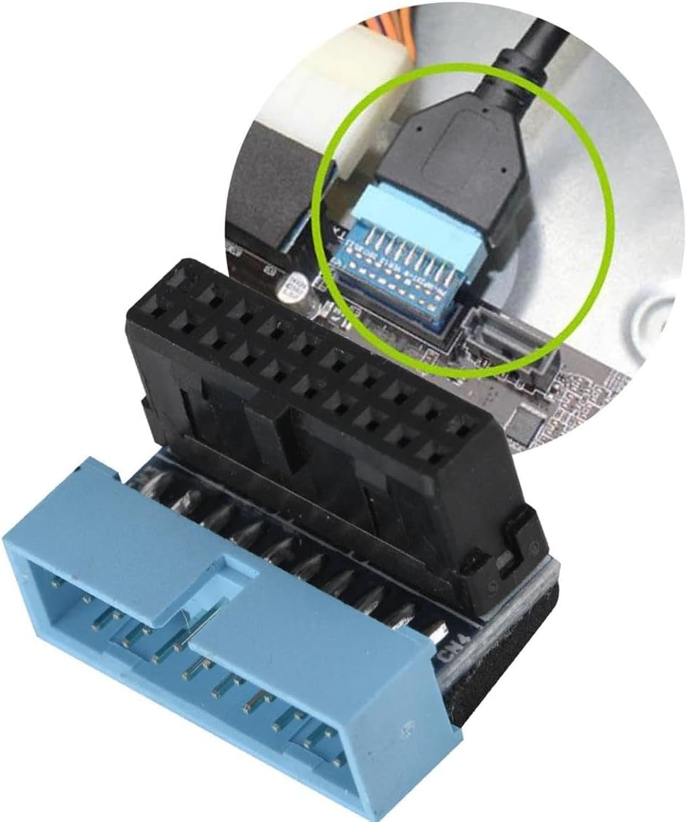 4976 USB 3.0 19 20 Pin Dişi Erkek 90 Derece Yön Değiştirme Uzatma Adaptörü 2 Adet