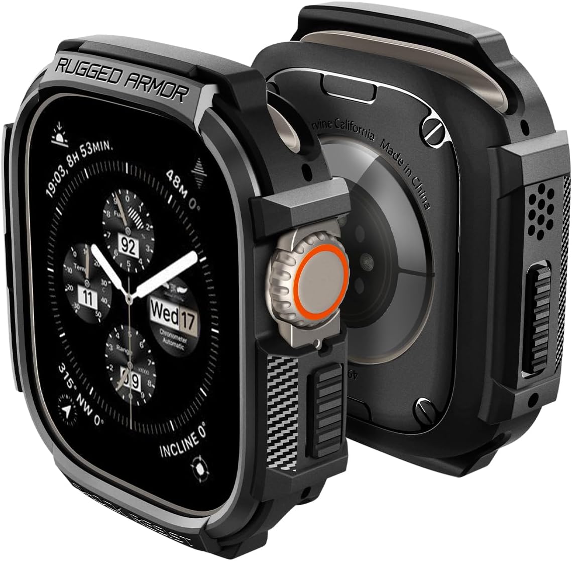 Apple Watch 49mm Ultra 3/2/1 ile Uyumlu Kılıf Rugged Armor Matte Black - ACS05456