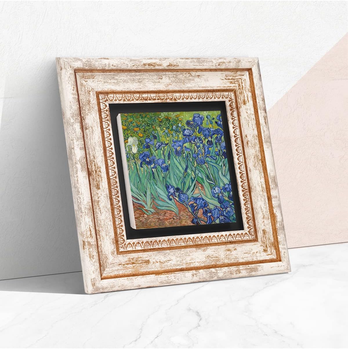 Van Gogh İrisler Taş Duvar Tablosu - Çerçeveli Taş Tablo - Dekoratif Duvar Sanatı - Modern Ev ve Ofis Duvar Dekoru T1-66
