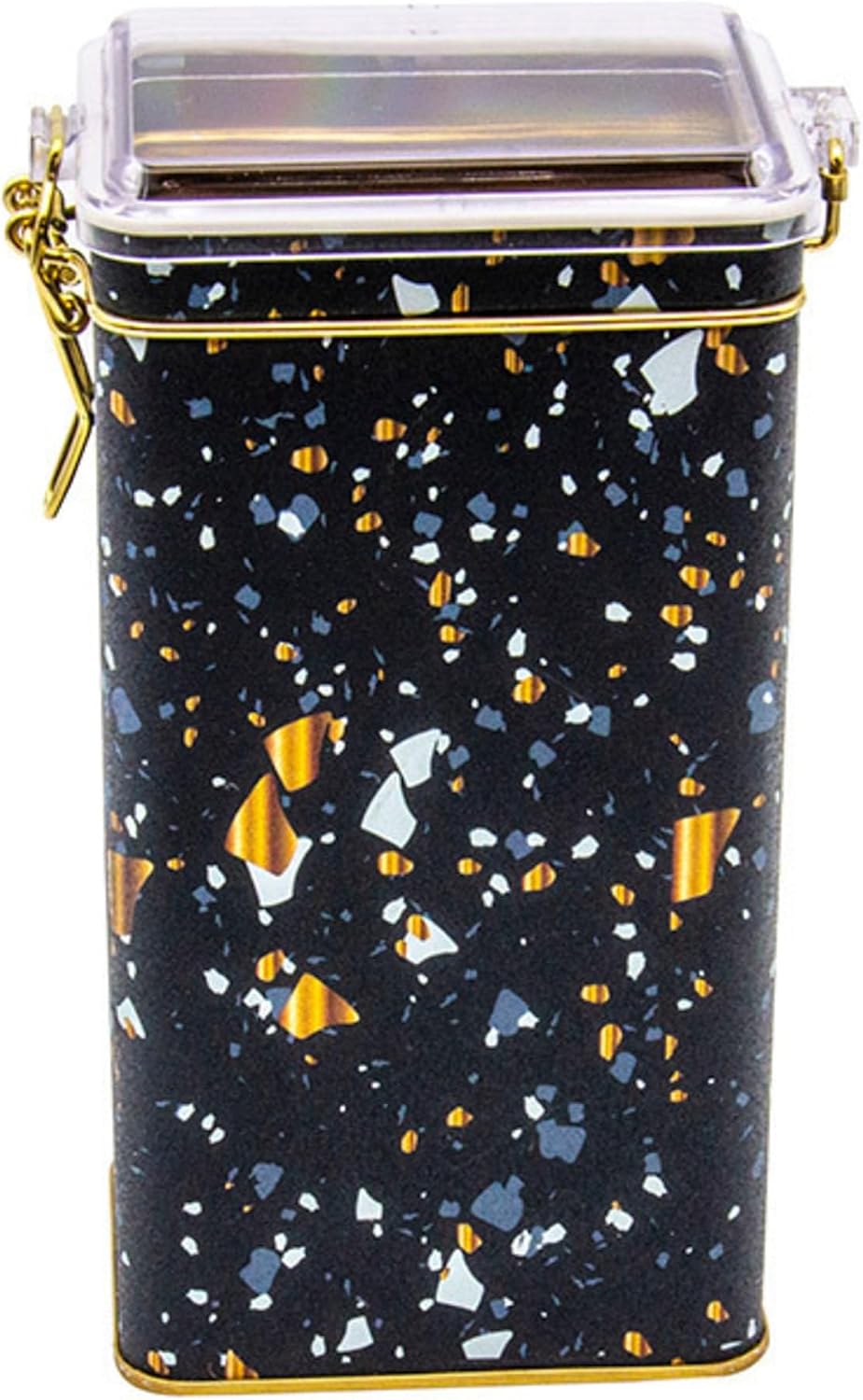 Er053-1h Terrazzo Black Desenli Dikdörtgen Metal Saklama Kabı 8x10 Cm (Terrazzo Black)