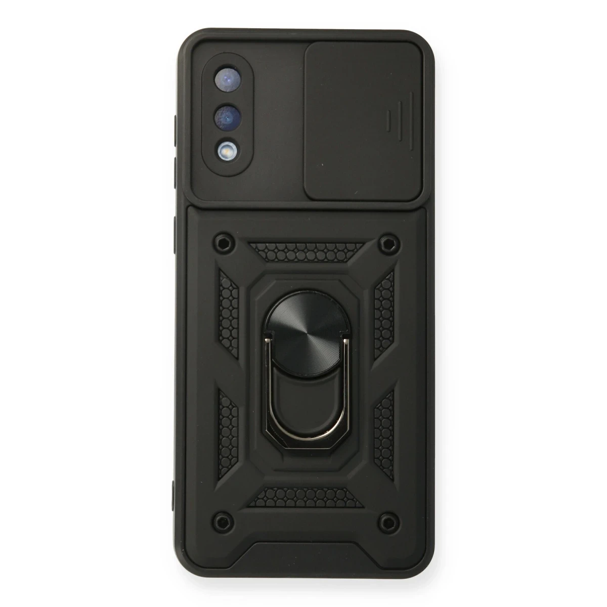 Samsung Galaxy A02 Kılıf Pars Lens Yüzüklü Silikon - Siyah
