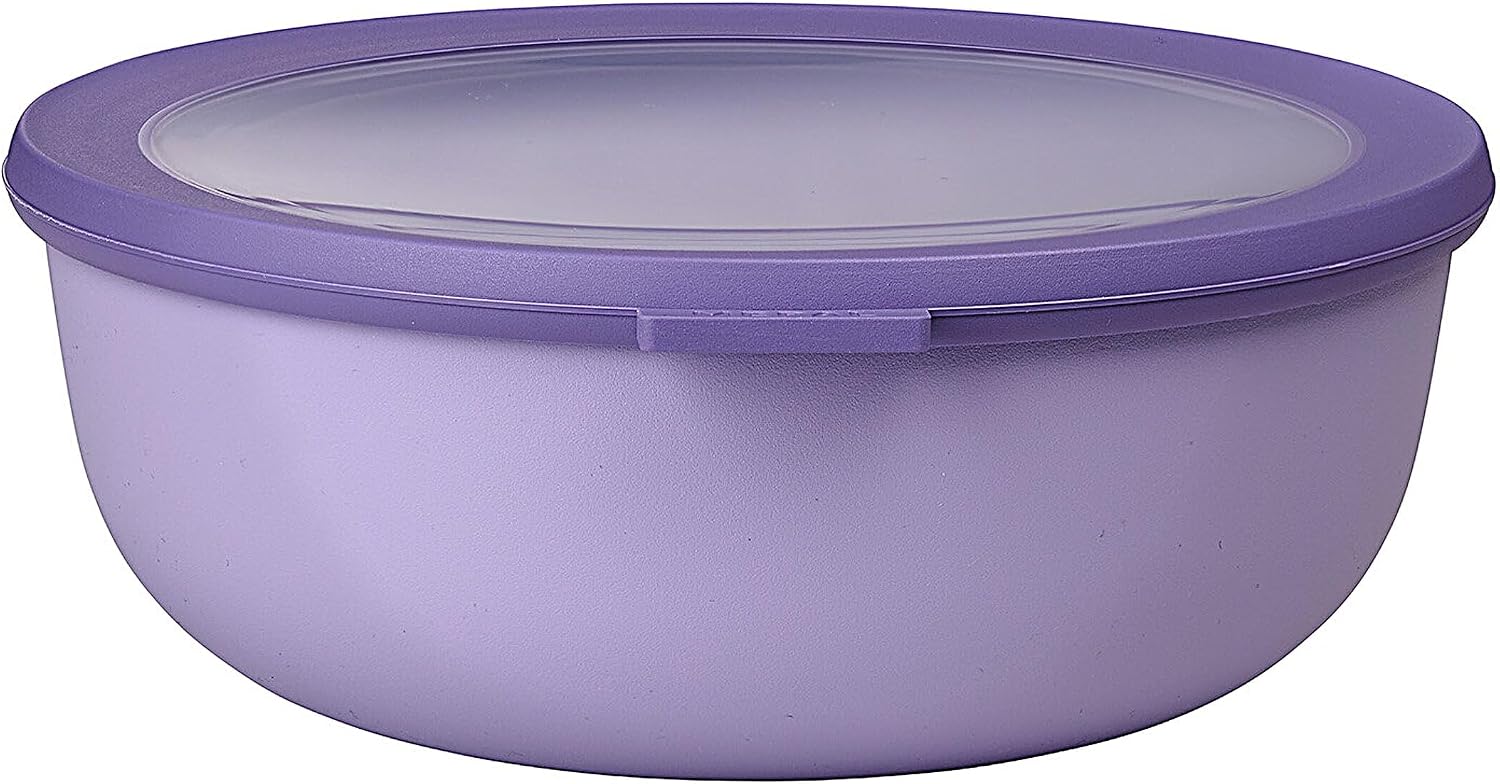 Multi Bowl Cirqula Round - Kapaklı Saklama Kabı - Buzdolabı için Hava Geçirmez Saklama Kutusu Olarak Uygundur, Mikrodalga Fırın ve Saklama Kabı Olarak - 2250 ml - Nordic Lilac