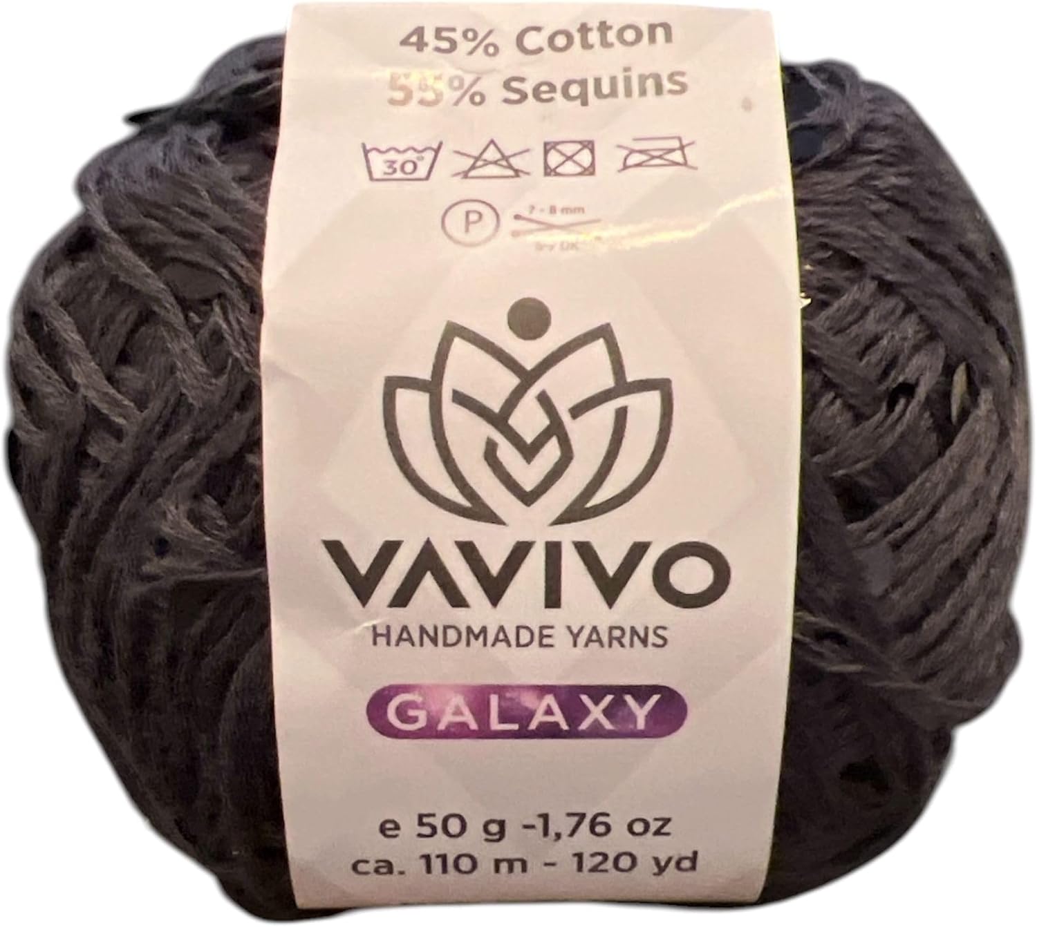 Vavivo Galaxy El Yapımı İp, Antrasit, 45% Pamuk 55% Pullu, 50 g, 110 m