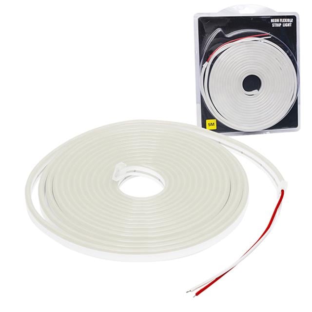 PM-19652 Silikon Kaplamalı 12 Volt 5 Metre Beyaz Neon Led Şerit Aydınlatma