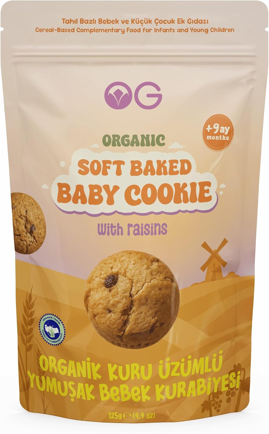 Organik Kuru Üzümlü Yumuşak Bebek Kurabiyesi, 125 Gr