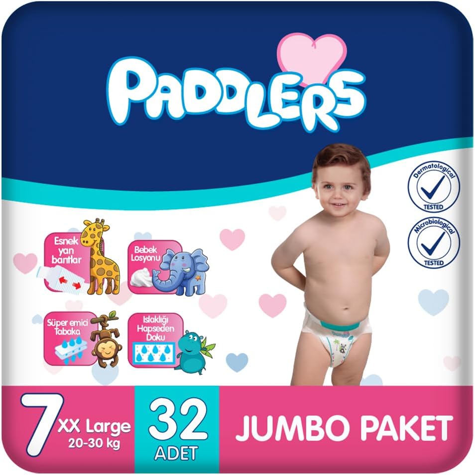 Bebek Bezi 7 Numara XX-Large (20-30 Kg) 32 Adet – Jumbo Paket, Yüksek Emicilik